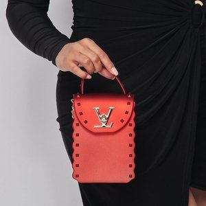 Studded Lock Jelly Phone Bag in Burgundy